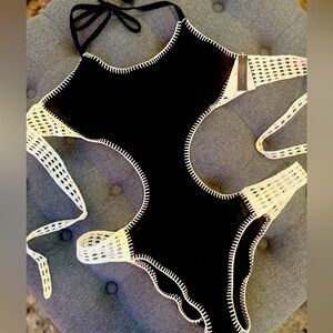 Victoria's Secret Black and Cream Swimsuit